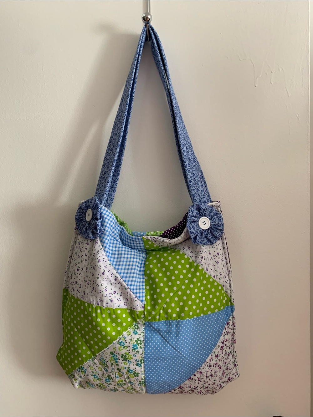 PatBen Decor , Handmade Patchwork large Tote Bag in Blue & Green